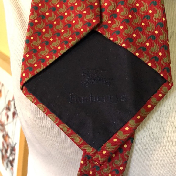 Vintage Deadstock BURBERRY’s of LONDON 100% Silk Tie Paisley Graphic Dot NEW - Picture 13 of 16
